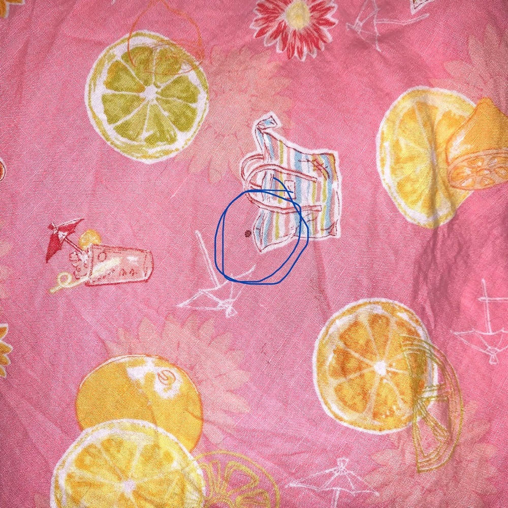 Liz Claiborne linen halter dress. Summer pink & lemon yellow print. Size 14. - Picture 7 of 7